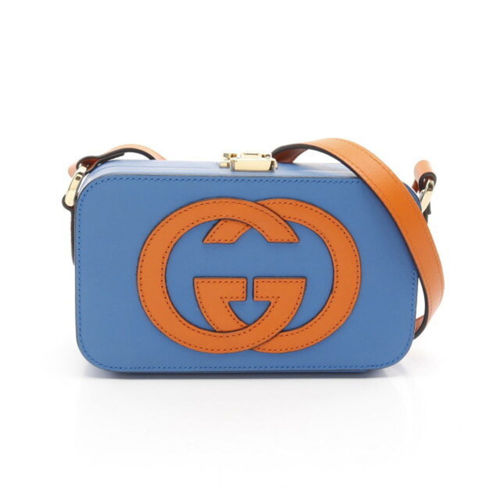 Gucci Orange Bag Blue GG Interlocking Leather Shoulder - Picture 2 of 7
